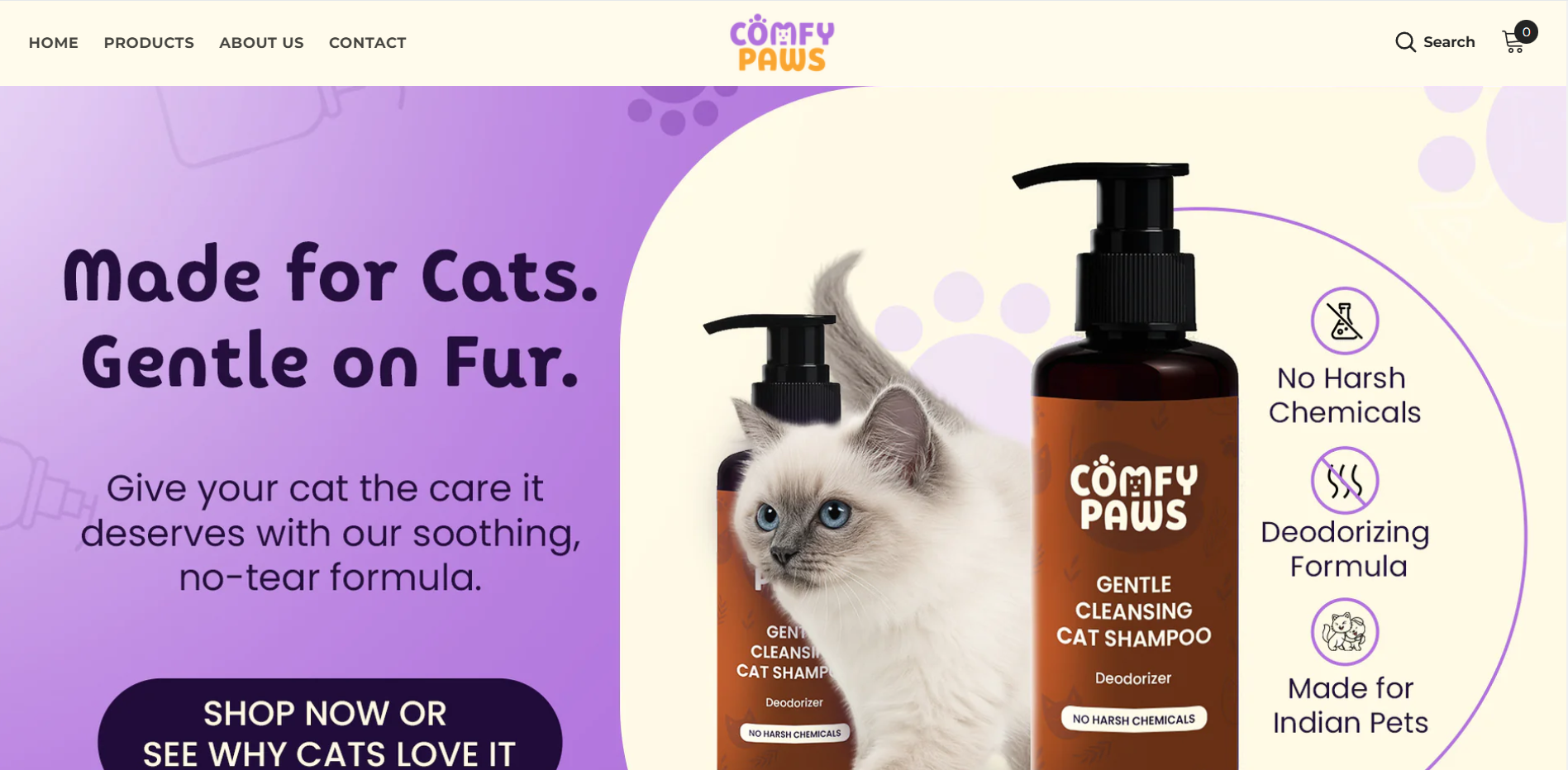 thecomfypaws.com website preview